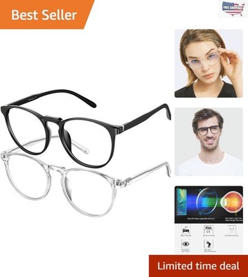 Elegant Retro Round Blue Light Glasses  - Perfect for Gaming & Reading, 2 Pack