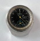 SEIKO 6139-7100 Automatic Chronograph Watch Vintage Mens HELMET Black Dial 21 J