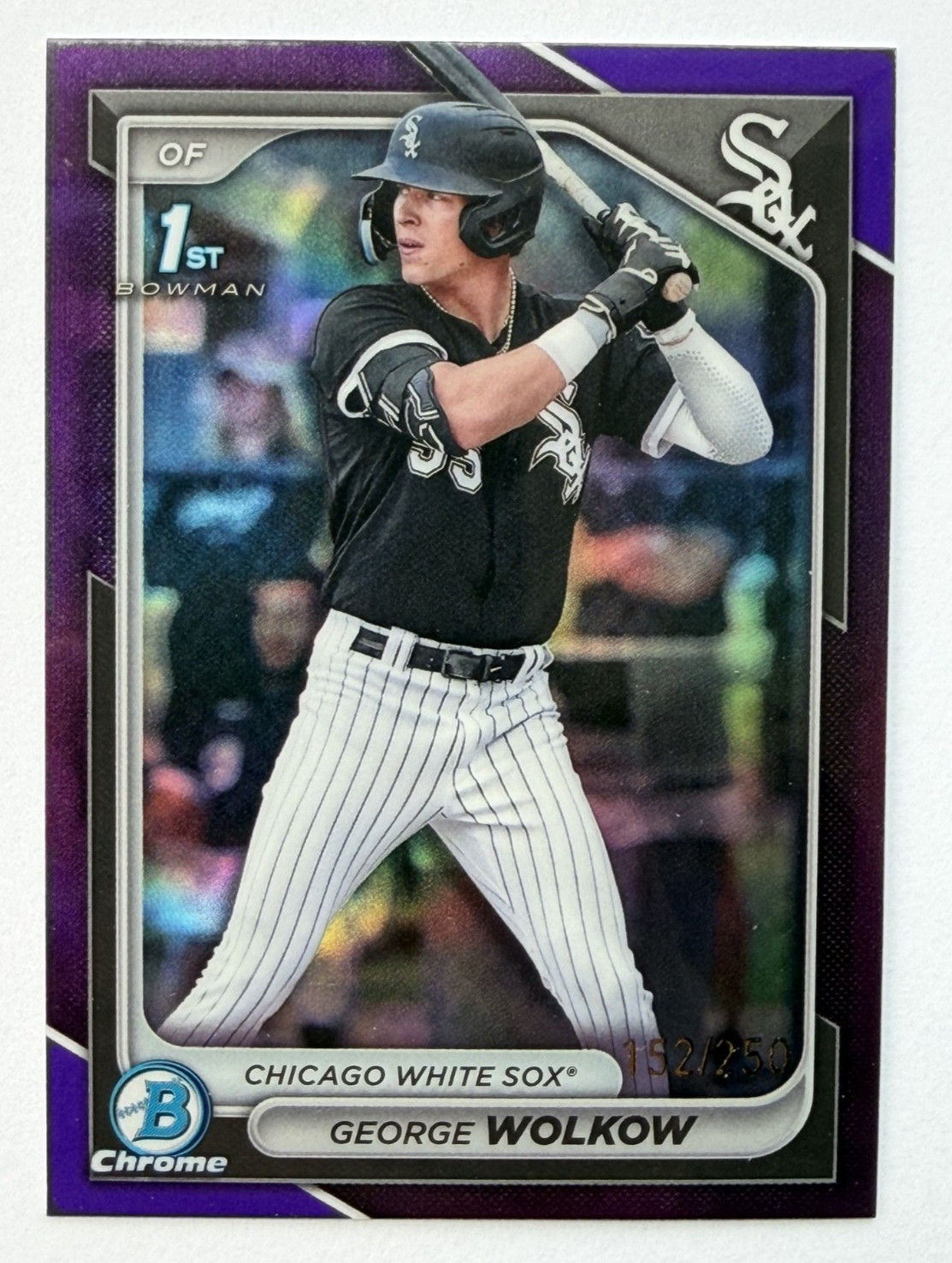 GEORGE WOLKOW 2024 Bowman Chrome 1st Bowman Prospects Purple Refractor #/250