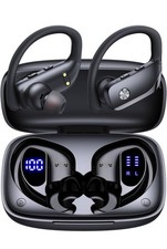 bmanl Bluetooth Earbuds Over Ear Hooks 80H Playtime Dual Mic Workout Black