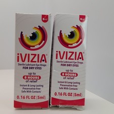 2x IVIZIA Sterile Lubricant Eye Drops For Dry Eyes, 5mL. Exp:12/2026 Free ship