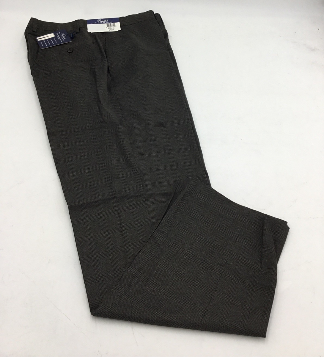 Ralph Lauren Mens The Comfort Flex Flat Front Pants in Olive Size