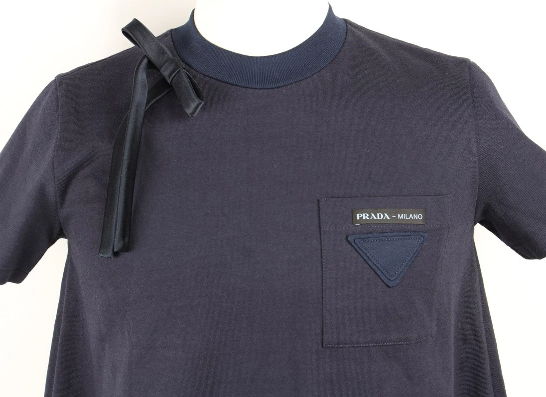 T shirt Prada nastro manica corta 38 blu navy 71625488
