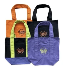 Trader Joe's Mini Tote Bag Canvas Halloween Fall Limited Edition Set of 4 NWT 