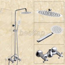 Polished Chrome Wall Mounted Bathroom Rain Shower Faucet Set Mixer Tap scy309