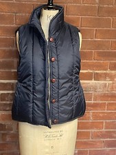 Beaver Of Bolton Ladies Exclusive Gilet In Dark Blue With Leather Buttons