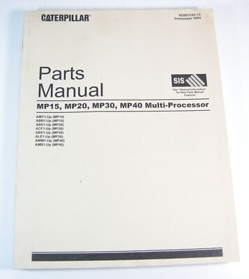 Caterpillar MP15 MP20 MP30 MP40 Multi Processor Excavator Jaws Parts Manual ABR1