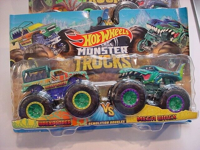 Hot Wheels Monster Trucks Plus Car Mix 1 2-Pack Case of 8