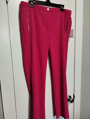 hot pink dress pants womens Calvin Klein Pants Womens 14 Hot Pink Wide Leg Trouser Slacks Suits Dress  Pants