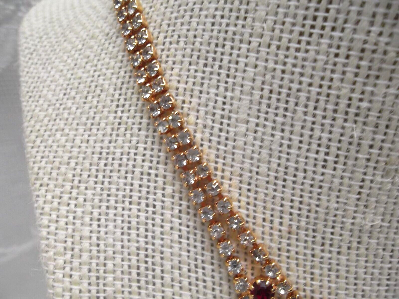 Ruby Red CZ Statement Choker Necklace Earrings EXQUISITE * NEW YEARS EVE READY