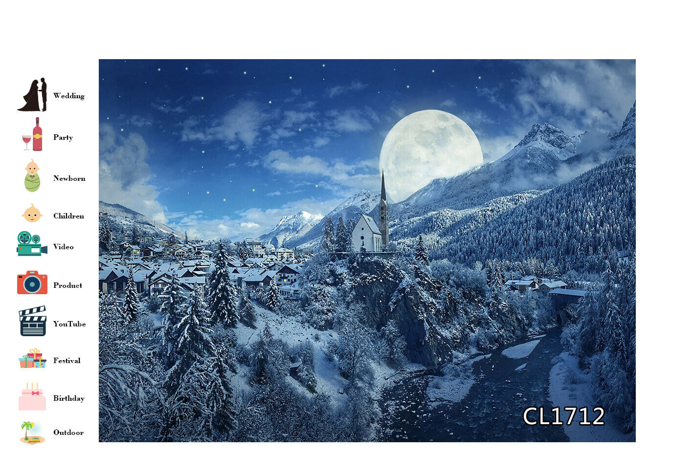 Snow Train Track Photography Backdrops Winter Night Moon Background Ba –  dreamybackdrop