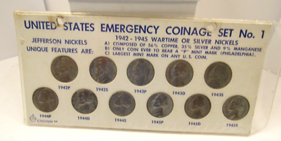 米国 1セント硬貨 1945年 2枚セット UNITED STATES EMERGENCY COINAGE SET NO.1 1942 -1945 JEFFERSON