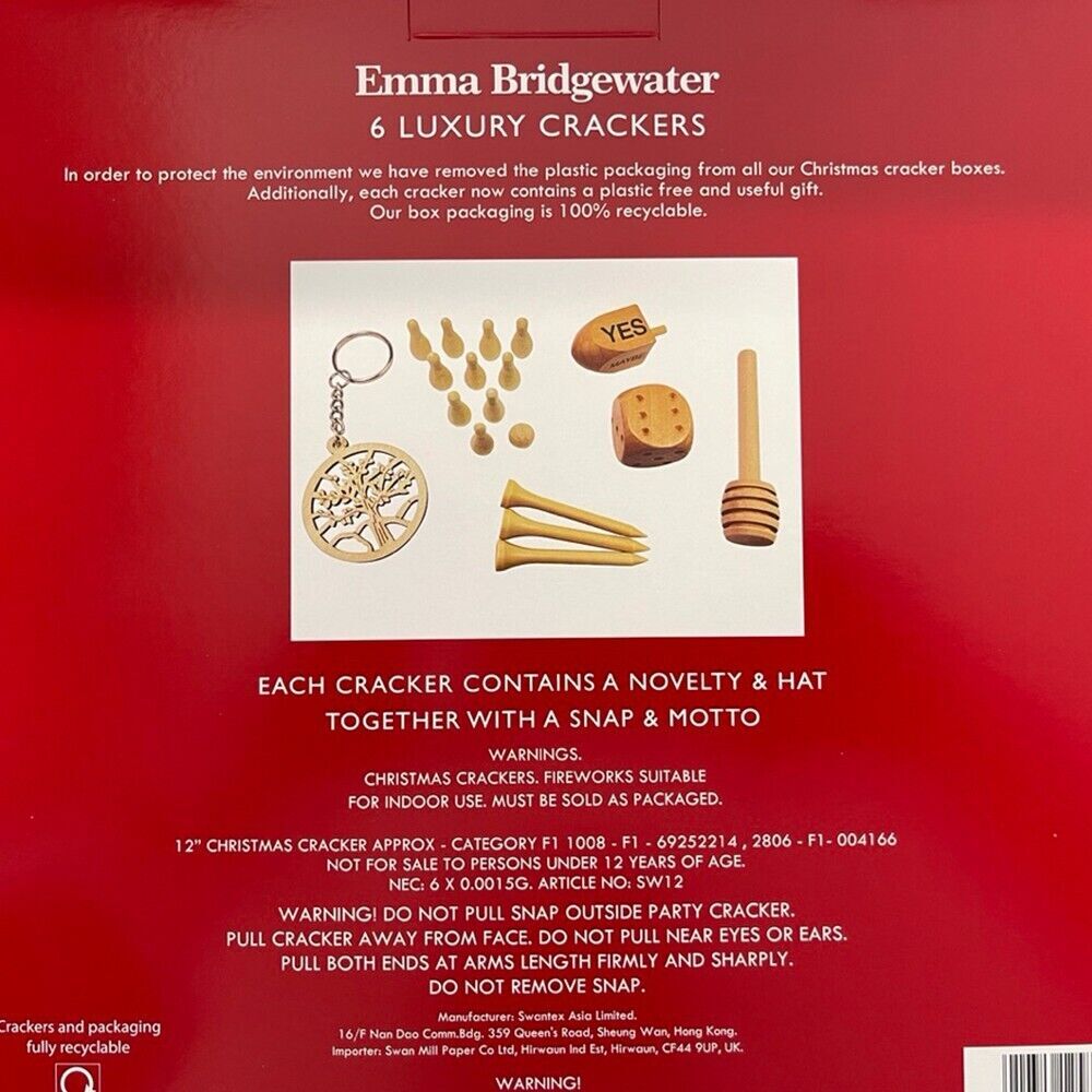 Emma Bridgewater CHRISTMAS JOY Robins and Hearts 6 x 12" Crackers eBay