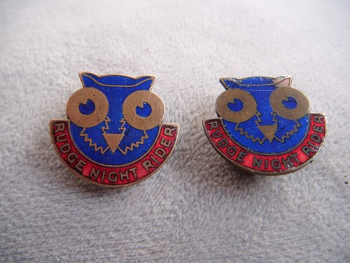 Vintage RUDGE NIGHT RIDER "OWL" Motorcycle members enamel badges by Fattorini