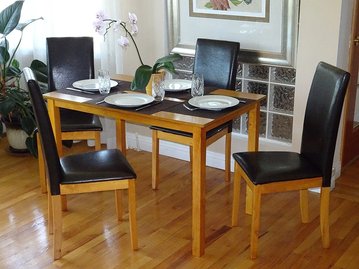 Dining Room Kitchen Set Rectangular Table and 4 Fallabella Chair Maple