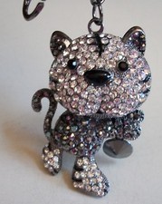 Women's or Girl's Cool Rhinestone CAT Animal fashion casual clip on keychain