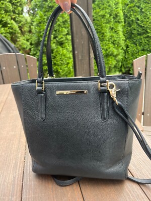 BRAHMIN SMALL BLACK PEBBLED Genuine Leather satchel tote