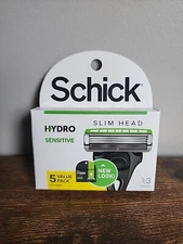 Schick Hydro Sensitive Slim Head Razor Blade Refills for Men-5 Cartridges-NIB