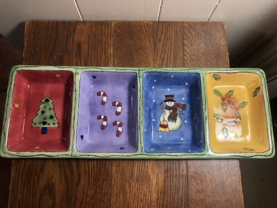 SANGO Sweet Shoppe Christmas 4-Part Relish/Snack Tray SUE ZIPKIN *NIB*