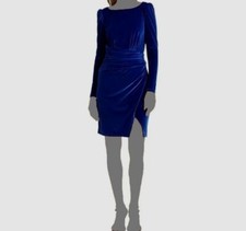 Lauren Ralph Lauren Women's Blue Velvet Puff-Sleeve Dress Size 8