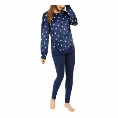 Jenni Faux Fur Tunic & Leggings Pajama Set, Blue XXL