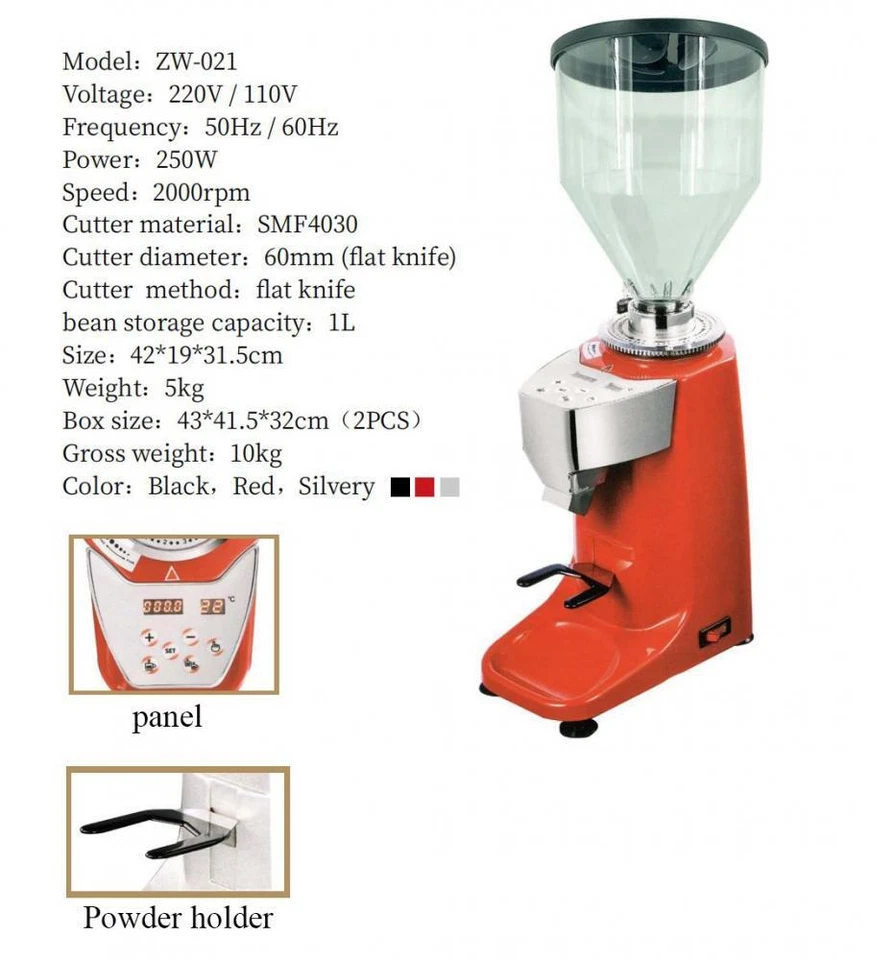 1L 250W Home Commercial Electric Coffee Bean Grinder Grind Burr Milling Espresso - Image 3 of 4