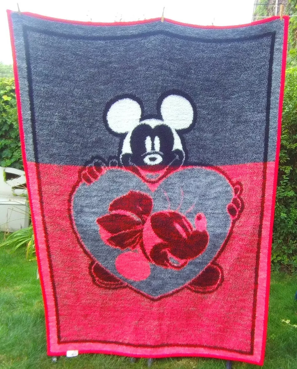 Vintage Biederlack Blanket Throw Mickey Minnie Mouse Walt Disney USA 54