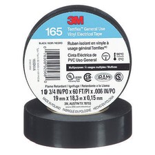 3M 7100169254 Temflex Vinyl Electrical Tape 165 60 ft x 3/4 in Black