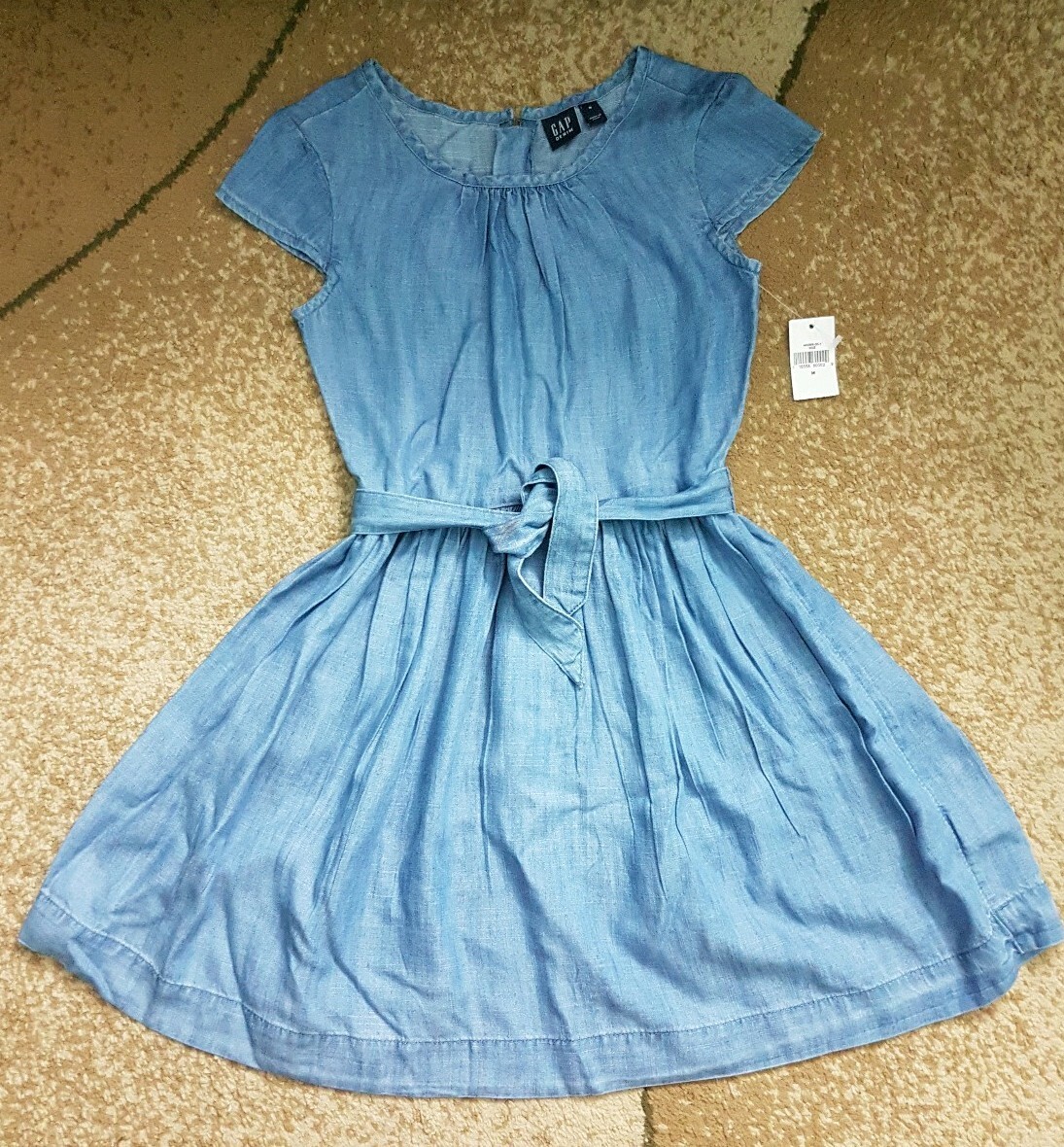 Gap Kids Denim Girls Dress Blue Short Sleeve Belted Size M NWT