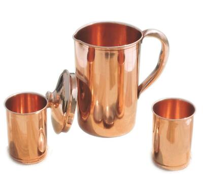 Handmade Pure Copper Jug With Water Pitcher Glasses  Good Health 1.5 L & 300 ml
