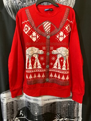 NWT Star Wars Collar Tie AT-AT Walker Adult Logo Red Christmas