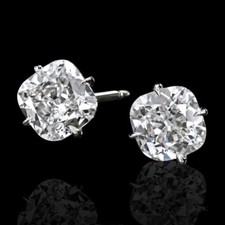 PT950 Platinum Womens Earring 3.00 Carat IGI Lab Created Cushion Diamond Studs
