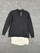 Ann Taylor Womens Mock Neck Sweater With Blouse Hem Size Small Petite Black