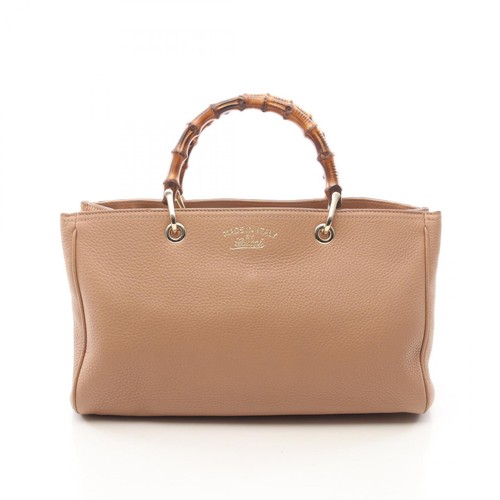 GUCCI Bamboo Shopper Medium Tote Handbag 323660 leather Beige Used Women