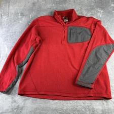 The North Face Fleece Mens Large Red Polartec Jacket 1/4 Zip Pullover Hiking