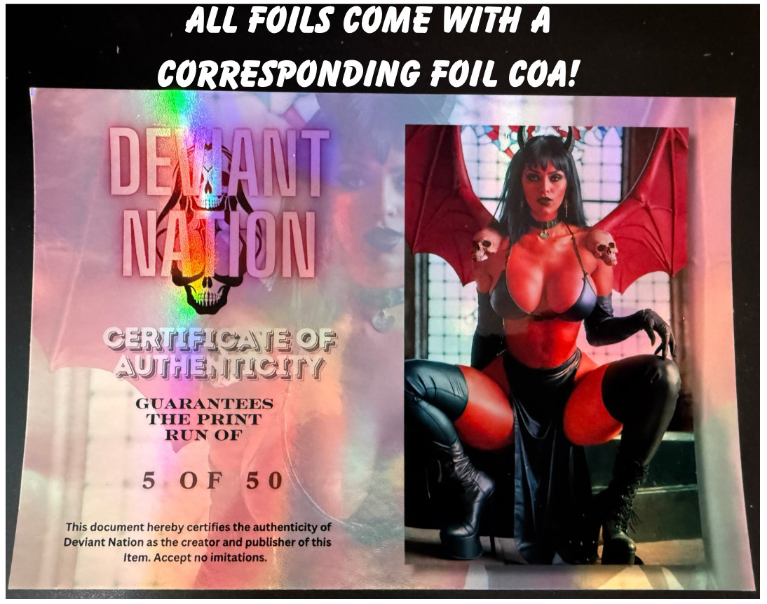 Elvira by Surtur  (NUDE) *FOIL*  DOUBLE SIDED Deviant Nation Ltd 50 w/CoA