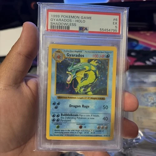 1999 POKEMON BASE SET SHADOWLESS #6 GYARADOS-HOLO PSA 5