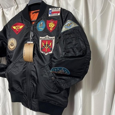た*ん様 AVIREX 6162193 MA-1 TOP GUN CUSTOM AVIREX MA-1 TOPGUN CUSTOM Jacket XL Black Width 62cm Length 68cm