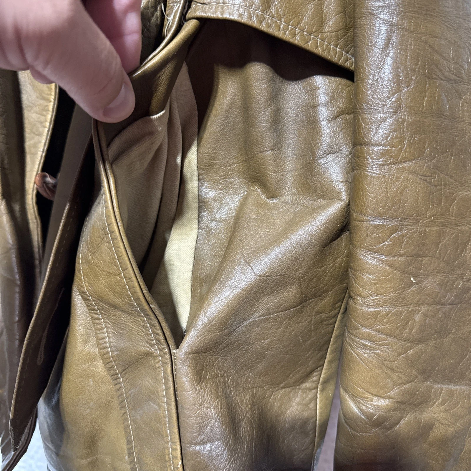 VTG 70s Leathers Ltd by Campus Brown Leather Barnstormer Jacket Belted Men’s L - product detail image 10