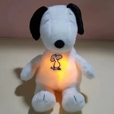 New Baby Breathing Soothing Snoopy white dog Plush Doll Sleeping Companion Music