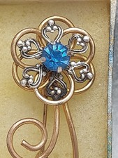 Broche Ancienne Vintage Avec Pierres Fantaisie - Bijou Rétro Occasion