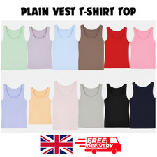 2 PACK LADIES STRETCH WIDE STRAP VEST TOP SCOOP NECK UK SIZES SUMMER TANK CROP