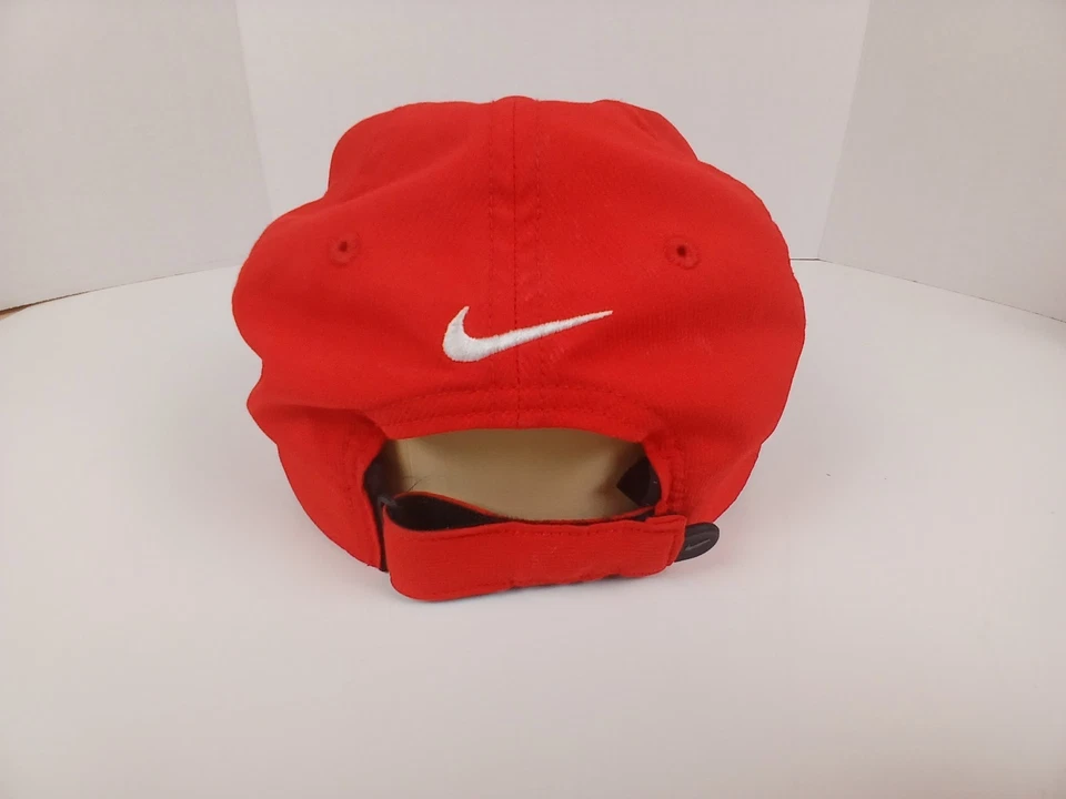 Nike Legacy91 Dri-FIT Red Hat White Swoosh Adjustable Strapback Golf Running - Image 3 of 4