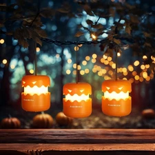 EverBrite 3PCS LED Halloween Pumpkin Lantern Collapsible Jack O Lantern Pumpkins