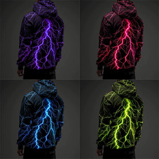 Men Hoodie Casual Hooded Lightning Graphic Printing Casual Hoodies Men Pullovers
