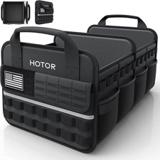 Tactical Trunk Organizer - Car Storage with Front MOLLE Pockets 2 Compartments