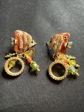 Lunch At The Ritz Vintage "Four Eye Fussilli" Fish POST Earrings