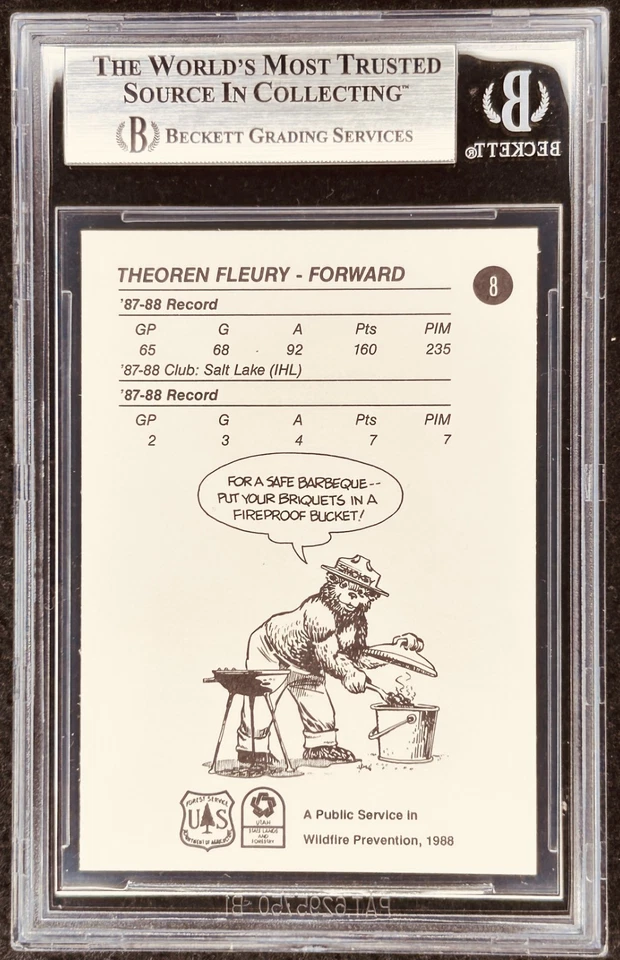 Tarjeta pre novato Theo Theoren Fleury 1988-89 Salt Lake Golden Eagles RC BGS 9 MT Foto 2 de 2
