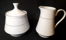 Vintage Crown Ming Fine China "Royal Palm Lace" Creamer & Sugar Bowl Jian Shiang