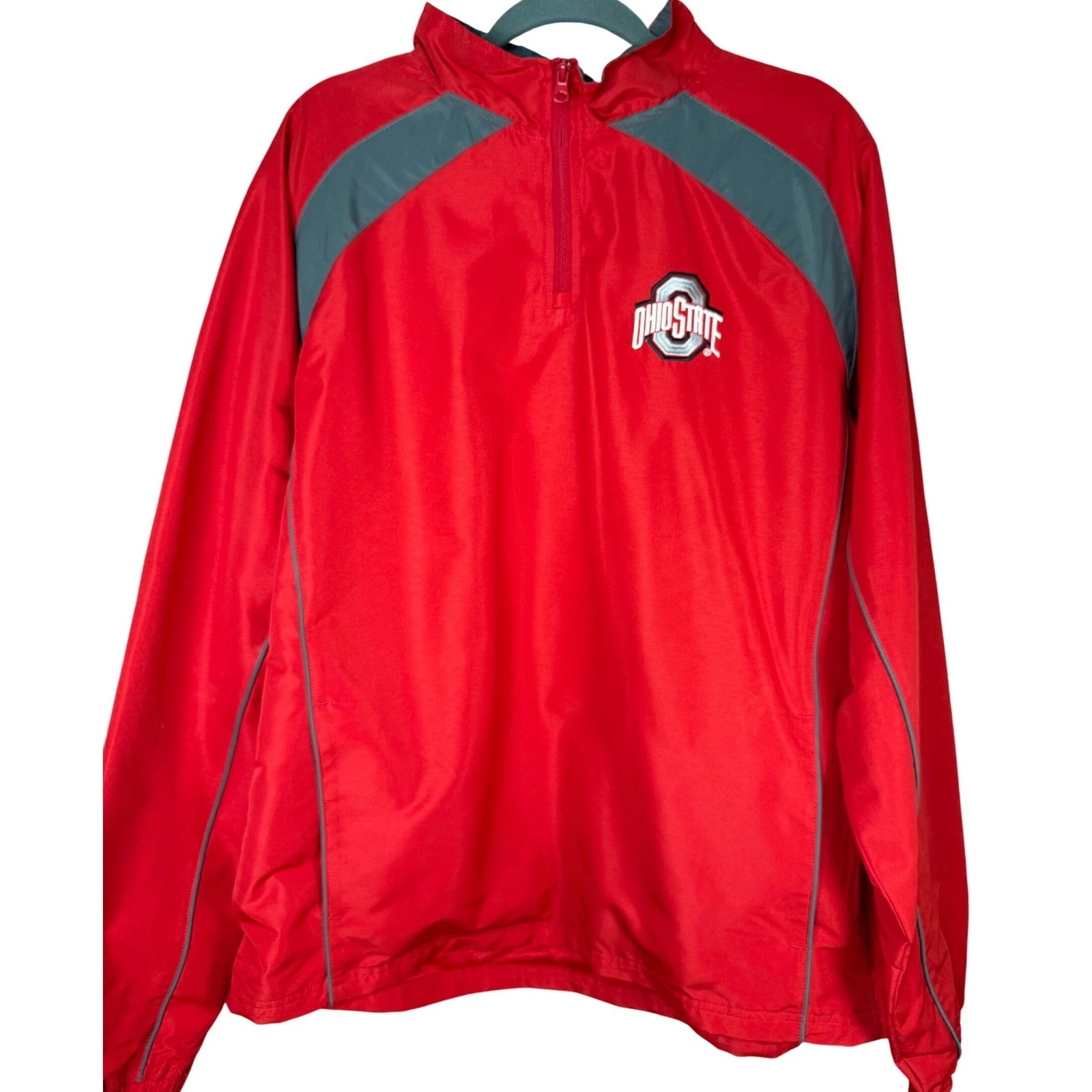 Ohio State Buckeyes Mens LG Red Quarter Zip Windbreaker Jacket Varsity Apparel